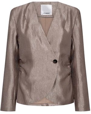 co'couture Jassen ,Leer Blazer - Bruin