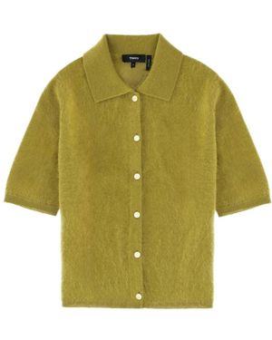 Theory Overhemden ,Groen ,Short Sleeve Knit Polo