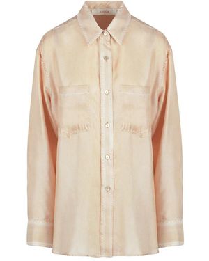 Jucca Overhemden ,Oranje ,Denim Denim Effect Zijden Shirt - Naturel