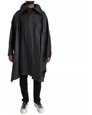 Bottega Veneta Schwarze Leder Kapuzen Trenchcoat Jacke