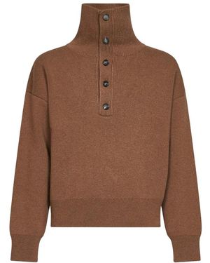 Ami Paris Trui Met Hoge Knoopkraag - Bruin