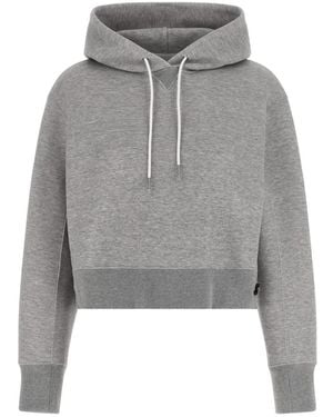 Sacai Hoodies & Sweatvesten ,Grijs ,Katoen Sponge Cropped Hoodie