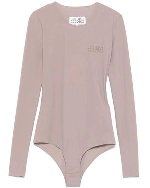 MM6 by Maison Martin Margiela Taupe Grauer Langarm-Body - Pink