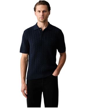 Lacoste Tops ,Blauw ,Katoen Classic Fit Polo Met Kabelstructuur Van Katoen - Zwart