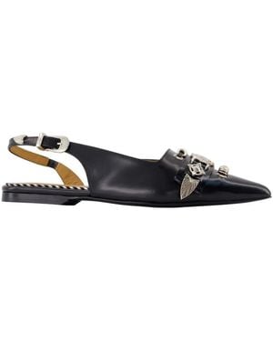 Toga Zwarte Leren Slingbacks - Blauw