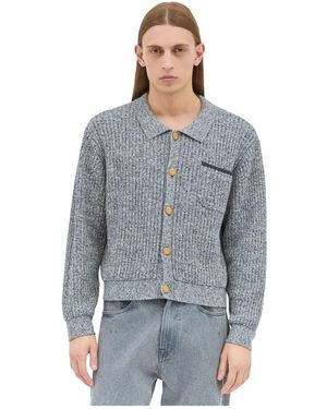 Brain Dead Gerippter baumwollstrick-cardigan - Grau