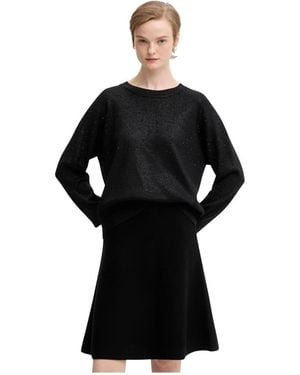 DKNY Truien & Vesten ,Zwart ,Polyester Sparkle Hotfix Sweater