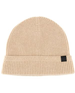 Tom Ford Logo-Patch Rippstrick-Beanie - Natur