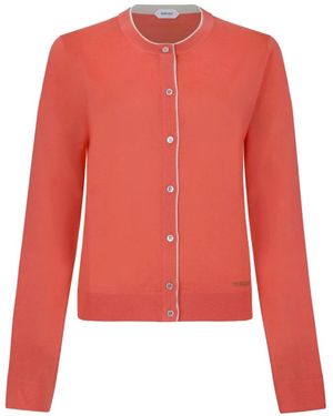 Versace Korallenfarbener Cardigan Mit Kontrastbesatz - Rot