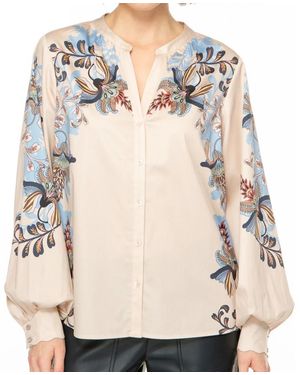 Ivi Overhemden ,1625 Blouse Temple Flowers - Naturel