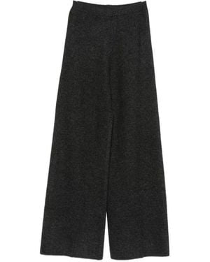 Semicouture Broeken ,Grijs ,Katoen Wijde Gebreide Broek - Zwart