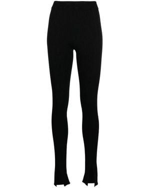 Aeron Zwarte Geribbelde Slim Flare Broek