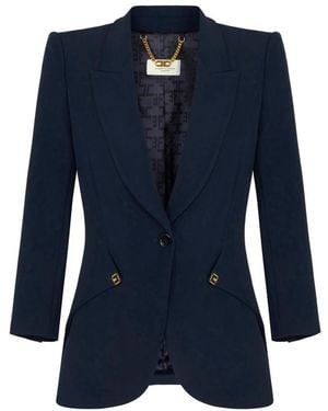 Elisabetta Franchi Satijnen Crêpe Blazer - Blauw