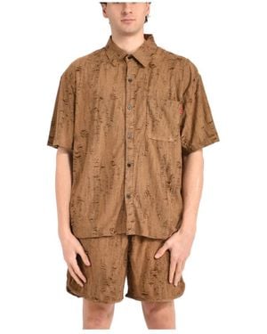 Acupuncture Short Sleeve Shirts - Marrón
