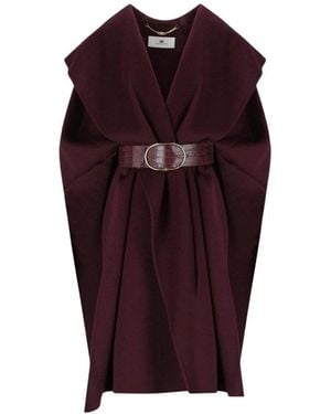 Elisabetta Franchi Cape Van Dubbele Wollen Stof - Paars