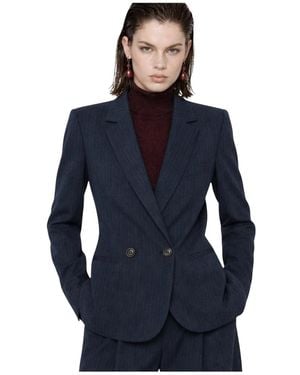 Kocca Jassen ,Blauw ,Kostuum Met Double-Breasted Blazer En Krijtstreep