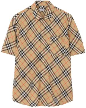 Burberry Relaxed Fit Hemd Aus Leinen Mit Karomuster - Natur