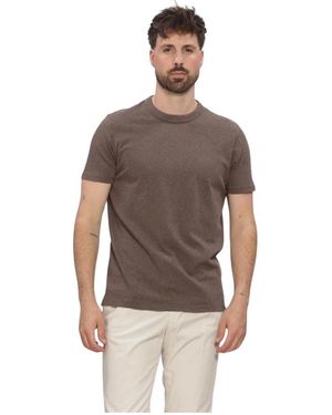 Profuomo Tops ,Bruin ,Katoen Crew Neck Jersey T-Shirt