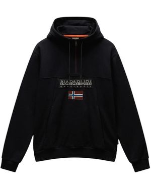 Napapijri Hoodies & Sweatvesten ,Zwart ,Katoen Burgee Hzh 2.0 Hoodie