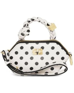 Ganni Borsa nano a pois bianchi - Bianco