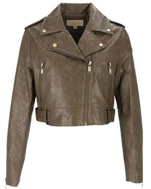 Michael Kors Crinkled Moto Jacket - Groen