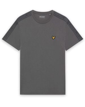 Lyle & Scott Tops ,Grijs ,Katoen Sports Jacquard Tape T-Shirt