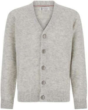 Brunello Cucinelli Alpaka-Kaschmir-Cardigan Mit V-Ausschnitt - Grau