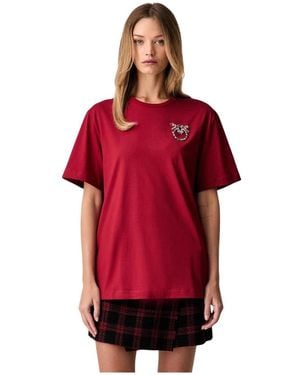 Pinko Tops ,Rood ,Katoen Strepitoso T-Shirt