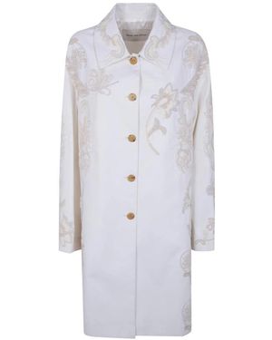 Dries Van Noten Geborduurd A-Lijn Jas - Wit
