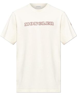 Moncler Tops ,Katoen Logo T-Shirt - Wit