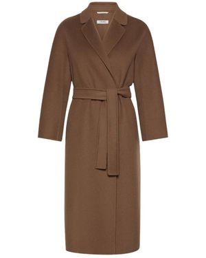 Max Mara Esturia Mantel Mit Bindegürtel Und Fallendem Revers - Braun