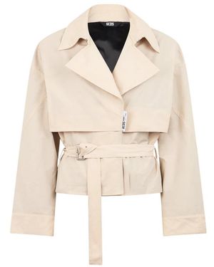 Gcds Nylon Riem Korte Trenchcoat - Naturel