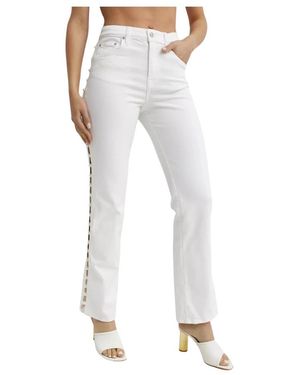 Jonathan Simkhai Amelia High Rise Pearl Embellished Denim - Wit