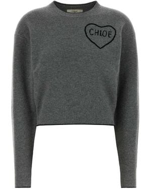 Chloé Round-Neck Knitwear - Gris