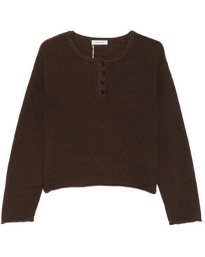 Low Classic Gestreepte Pluizige Trui - Bruin