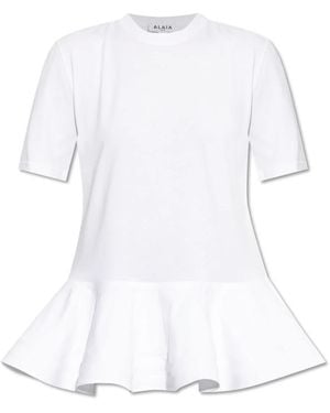 Alaïa Peplum T-Shirt, Mujer, Talla - Blanco