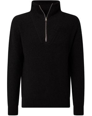 Baldessarini Urbaner rippstrickpullover mit troyerkragen - Schwarz