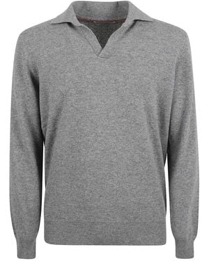 Brunello Cucinelli V-Neck Knitwear - Grijs