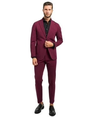 MULISH Bordeaux Slim Fit Anzug Mit Pin - Rot