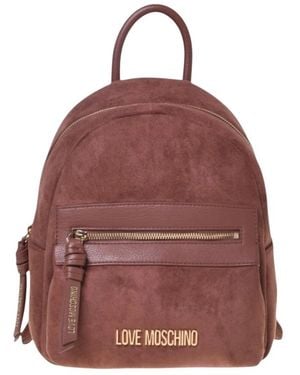 Love Moschino Tassen ,Bruin ,Polyester Velour Rugzak - Rood
