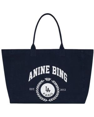 Anine Bing Leo Canvas Tote Collegiate - Blauw