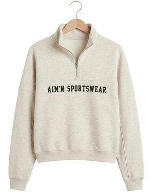 Aim'n Varsity Sweat Half Zip - Weiß