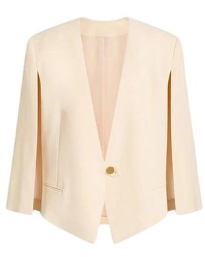 Alberta Ferretti Cape Mouw Cropped Jas - Naturel