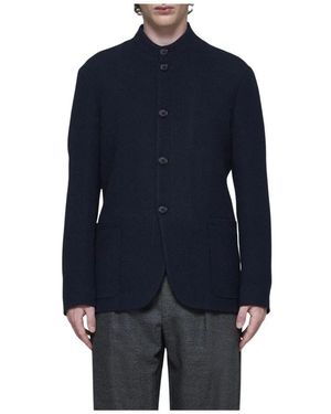 Giorgio Armani Marineblauer Mandarin-Kragen-Blazer