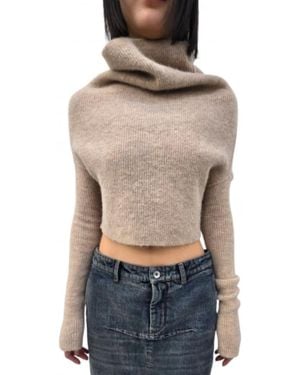 Rick Owens Ls Cowl Sweater - Braun