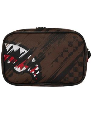 Sprayground Tassen ,Bruin ,Leer Smeared Grunge Toiletry Brick - Zwart