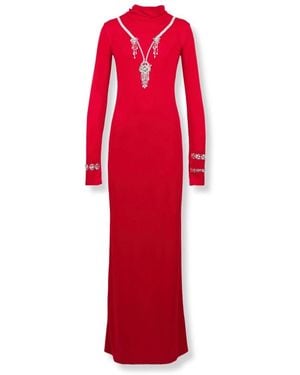 Des Phemmes Rückenfreies, Verziertes Maxikleid - Rot