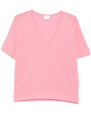 Closed V-Ausschnitt Strickpullover - Pink