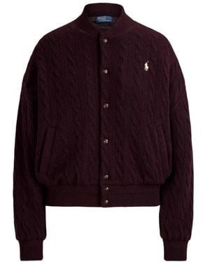 Ralph Lauren Truien & Vesten ,Rood ,Kabelgebreide Cardigan - Paars