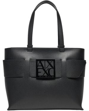 ARMANI EXCHANGE Tassen ,Zwart ,Polyester Gestructureerde Tote Bag